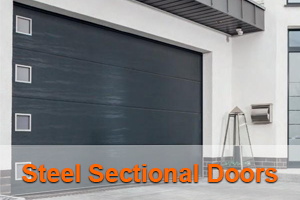 Steel sectional garage doors